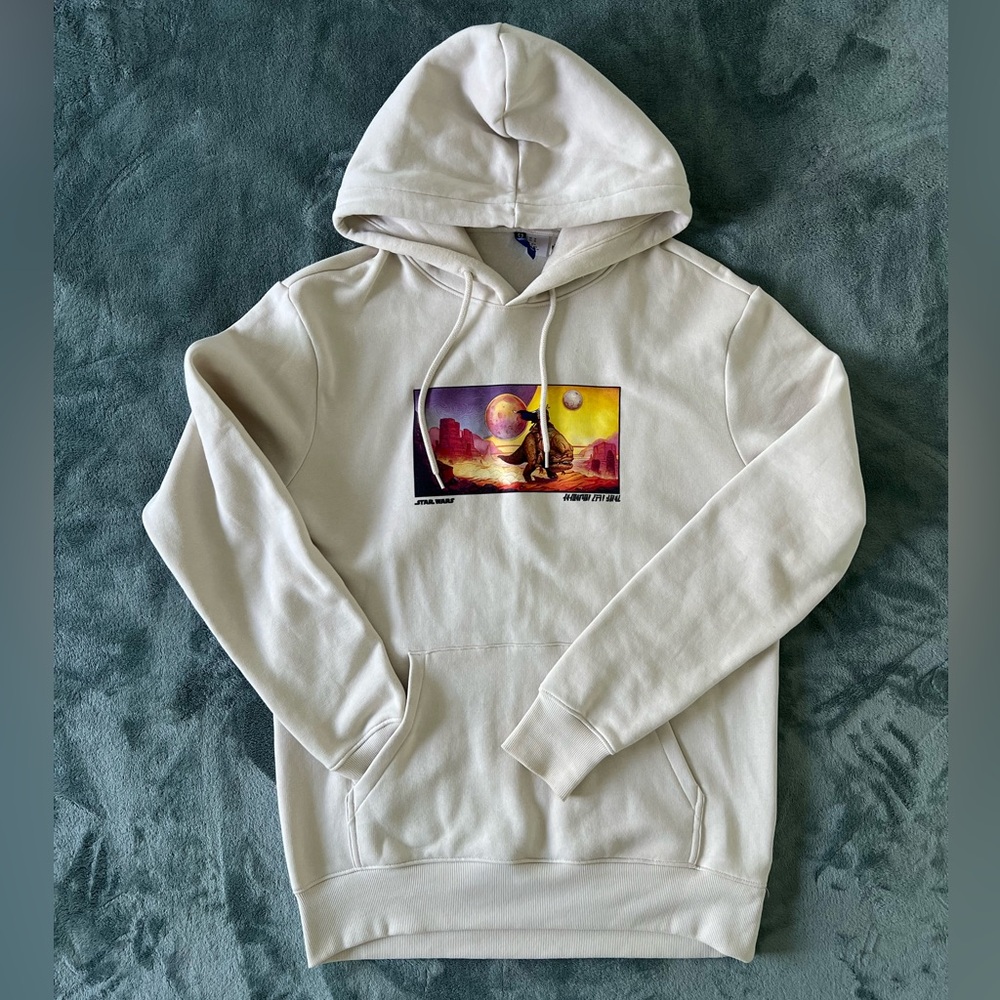 Star Wars Mandalore Hooded Sweatshirt Mens M Divided Beige Pullover